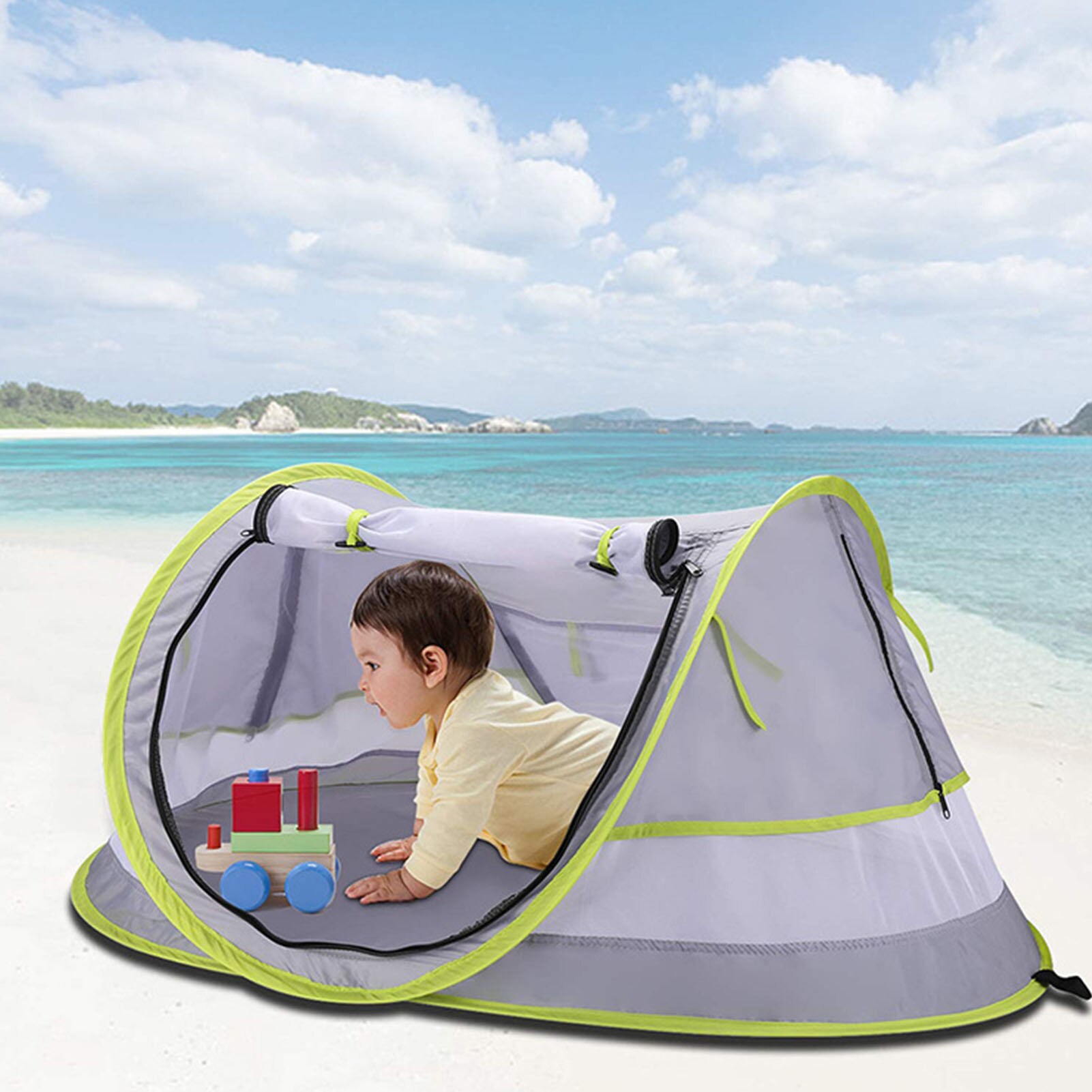 Cheap Goat Tents Baby Beach Tent Portable Summer UV protecting Shelter Children Beach Pool Playing House Waterproof Pop Up Awning Tents Dropship Tents 